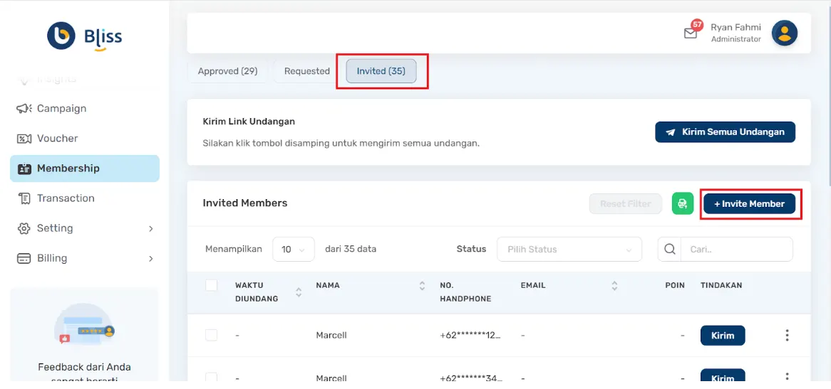 mengirim undangan loyalty program via email